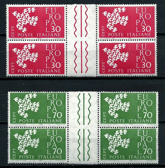 Italy, Scott # 845-846, Set Of Gutter Pairs Of 1961 Europa, Mnh