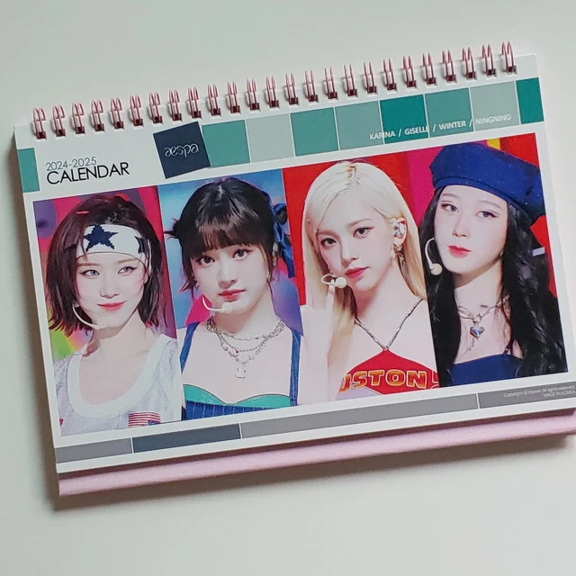 AUTOCOLLANT ROSE DE bureau photo AESPA calendrier 2024 2025 calendrier