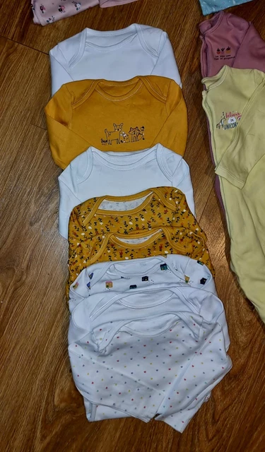 #43 Huge Bundle Of Baby Girls Sleepsuits Vests Bodysuits Pjs Age 6-9 Months 2