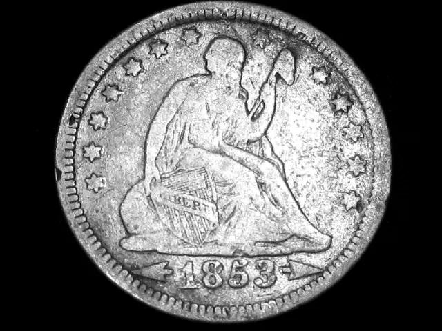 1853 Seated Liberty Quarter --- with Arrows and Rays --- Fine
