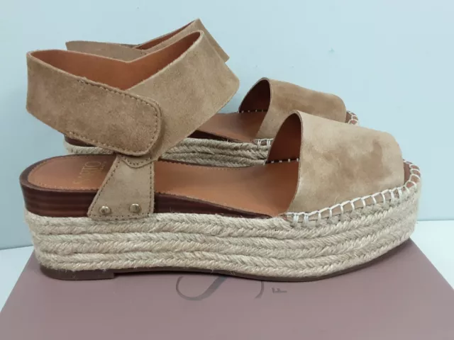 Franco Sarto Leo Platform Espadrille Wedge Sandal Barley Suede Women's Size 8.5M