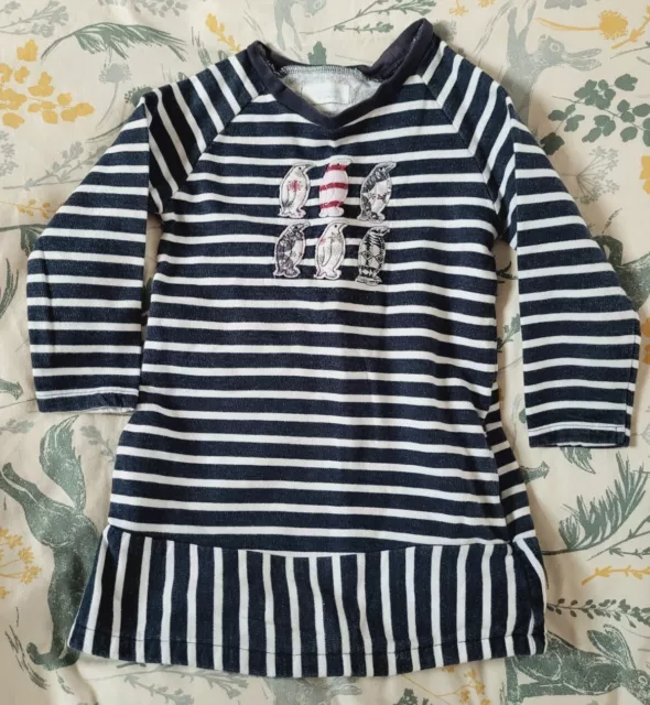 Sense Organics Blue Striped Penguin🐧 Sweater Jumper dress 2-3 Yrs combine post