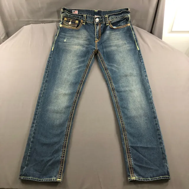 True Religion RICKY BIG QT Jeans Mens 38 Blue Denim Straight Cotton USA 38x33