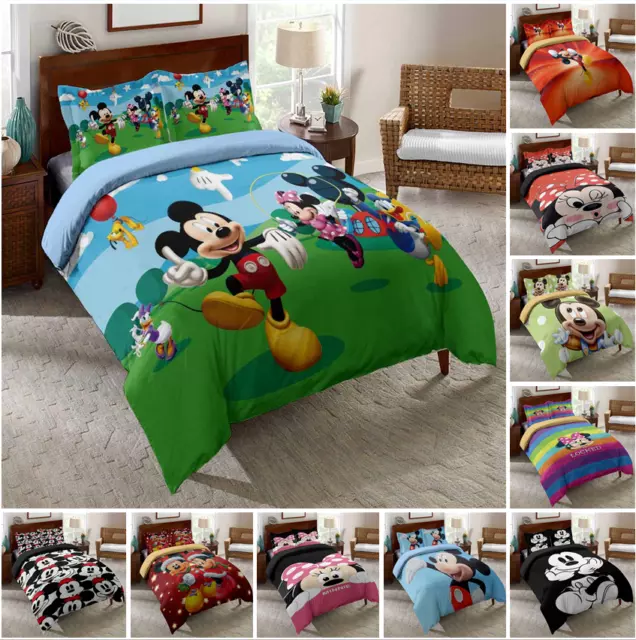 3D Mickey Minnie Bedding Set Twin Queen Bed Duvet Cover Pillowcase Bedding Set