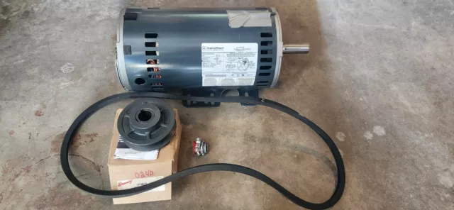 Marathon 5K49WN8336AX Motor 2hp 208-230/460v  1725rpm W/Pulley, Belt New Trane