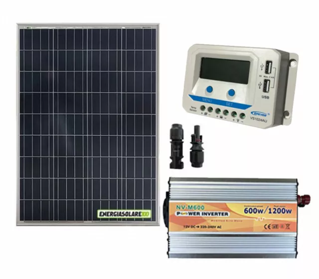 Kit photovoltaïque max. 1KW par jour panneau solaire 100W onduleur 600W régulate