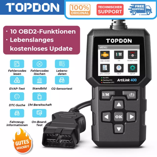 TOPDON AL600 KFZ OBD2 Diagnosegerät Auto Scanner Fehler Auslesegerät Aktive Test