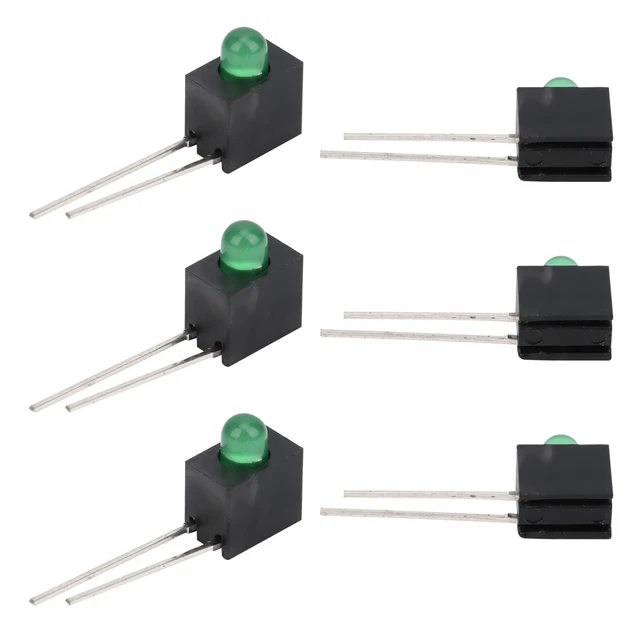 100 piezas Soporte LED 3 mm Pantalla de lámpara Doblado 90 grados con componentes de luz Luz Verde