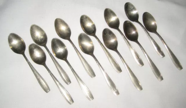 Set of 12 Deco Era Alpaca or German Silver Demitasse Spoons