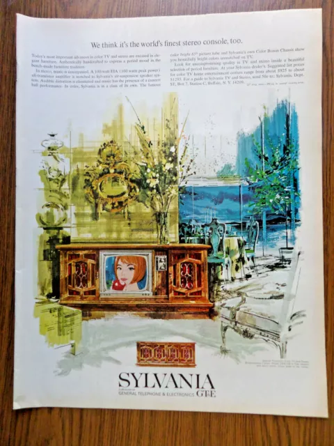 1966 Sylvania TV Television Phonograph Ad World's Finest Stereo