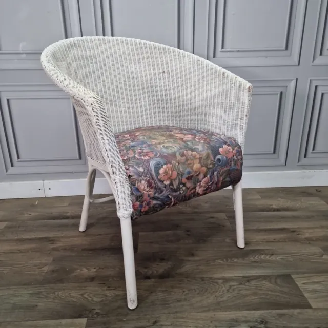 Vintage Mid Century Painted Rattan Lloyd Loom Weave Wicker Arm Tub Chair Seat