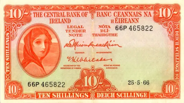 Ireland Lady Lavery 10 shilings Note 1966 Very Fine/B42