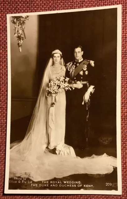 Vintage Real Photo Postcard, Royal Wedding Of The Duke And Duchess Of Kent