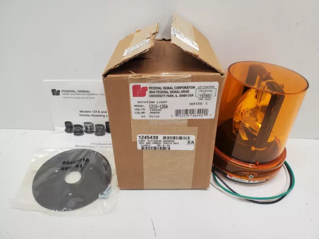 New In Box! Federal Signal Amber Rotating Light 121S-120A