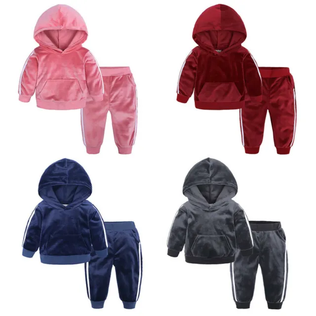 Baby Kids Toddler Boy Girl Hoodies Top+Pants Outfit Tracksuit Hooded Clothes Set
