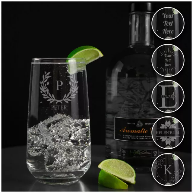 Personalised Engraved Perfect Highball Tumbler Glass, Tall Etched Glassware Gift