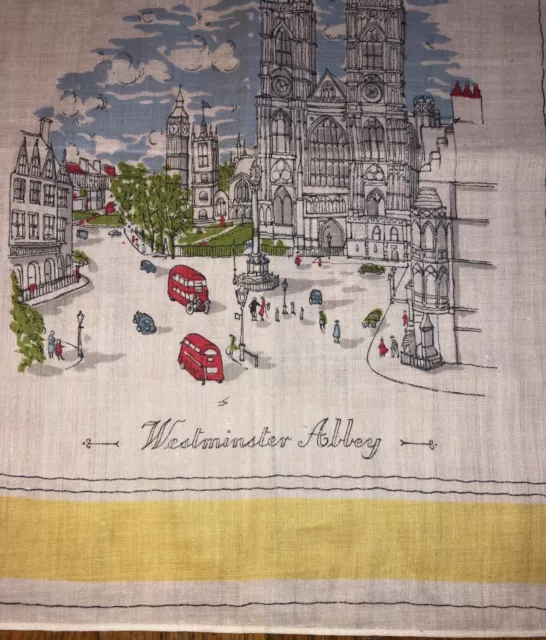 Vintage Cotton Westminster Abbey Handkerchief Hankie 3