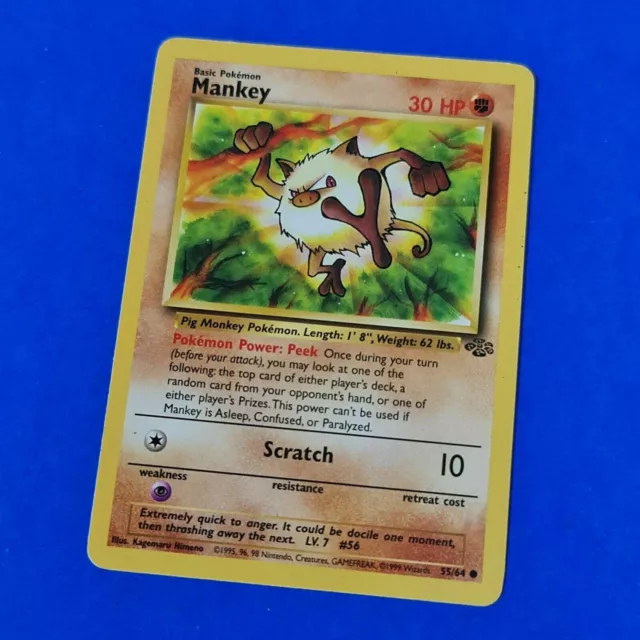 Mankey 55/64 Jungle Base Set Original NEAR MINT WOTC Pokemon Card KV1