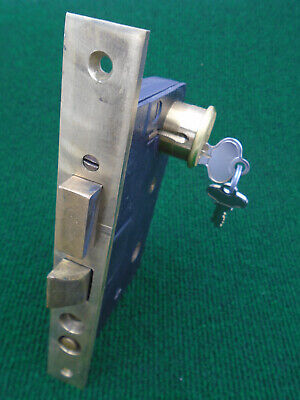 RARE CLINTON # 1070 ENTRY MORTISE LOCK w/CYLINDER & KEYS 8" FACE (16873)
