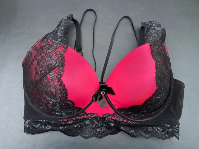 Bra & Panty Set Hers by Herman Red Black Lace Push-up Sexy Flirty Lingerie
