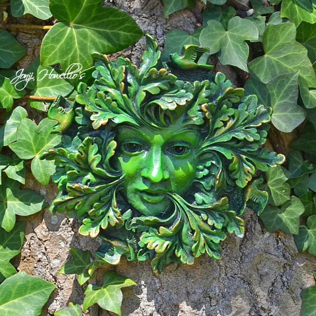 Green Man Tree Spirit Forest Queen Wall Plaque Garden Ornament Leaf Face Gift