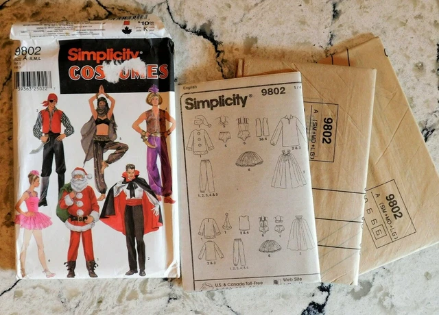 Uncut Pattern NEW Halloween Costumes by Simplicity Genie Ballerina Pirate Santa+