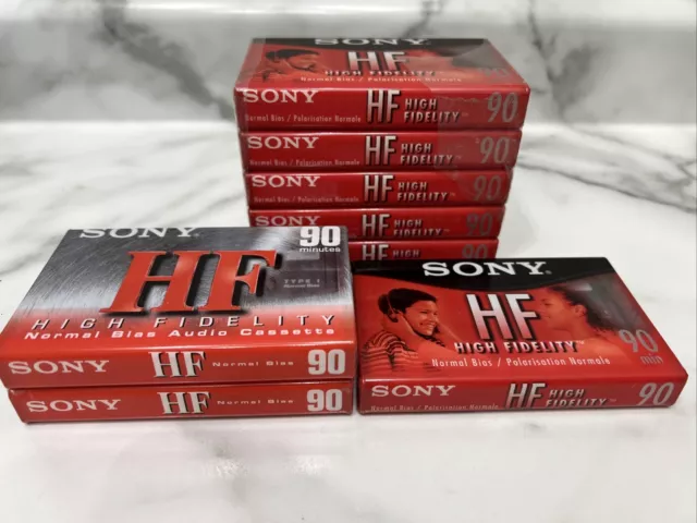 Sony Lot of 8 New HF High Fidelity Blank Audio Cassette Normal Bias 90 Min Tapes