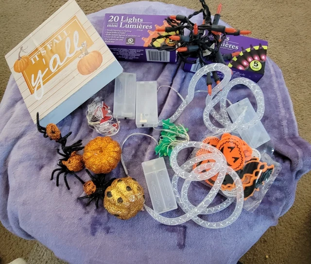 Lote de letreros de luces navideñas decoraciones y artesanías elaboración de Halloween otoño