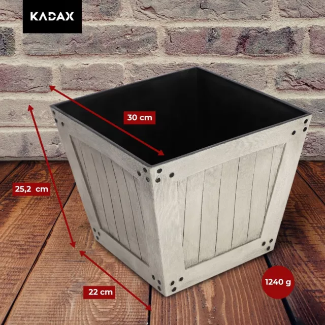 KADAX Macetero de plástico Macetero cuadrado 30 cm gris claro 2