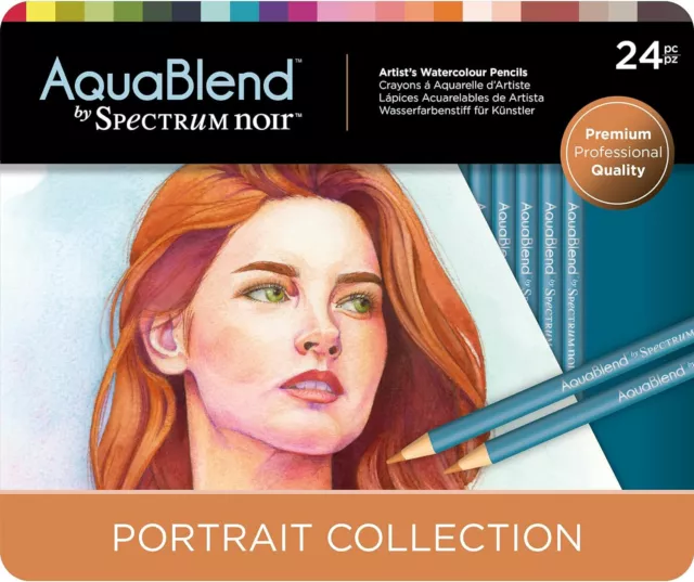 Spectrum Noir AquaBlend Pencils - Portrait - Pack of 24 - Premium Artist Quality