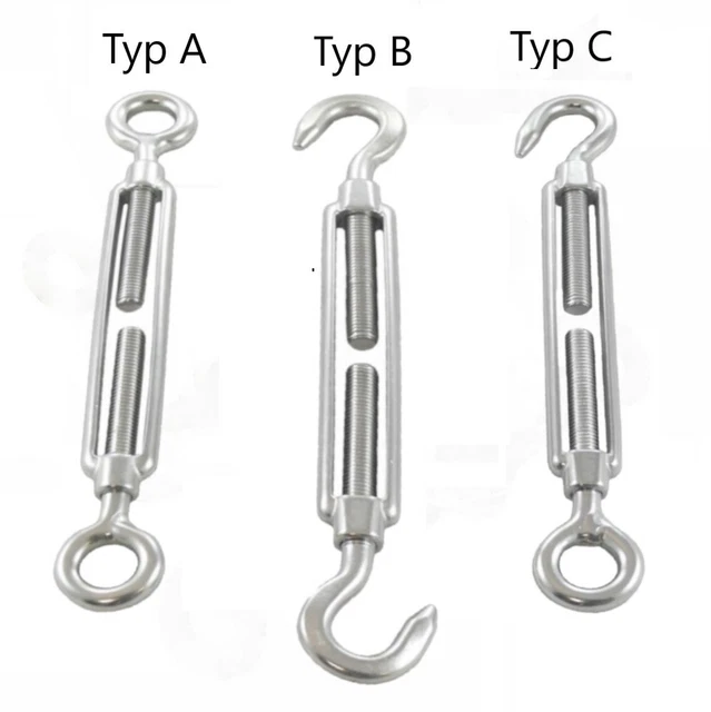 Tendeur Inox A4 de Corde Câble Traction Vis Serrage Crochets Oeillet Civière