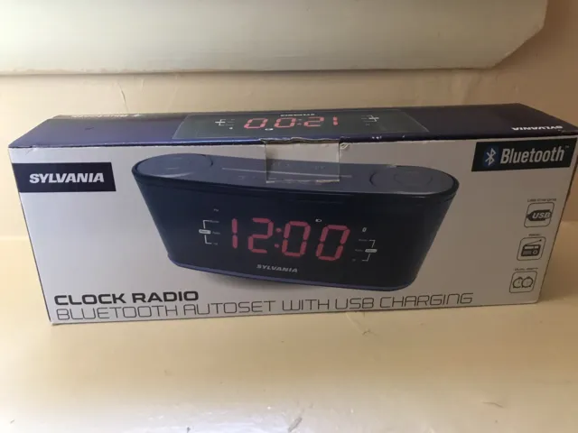 Sylvania Clock Radio Bluetooth Autoset With Usb Charger