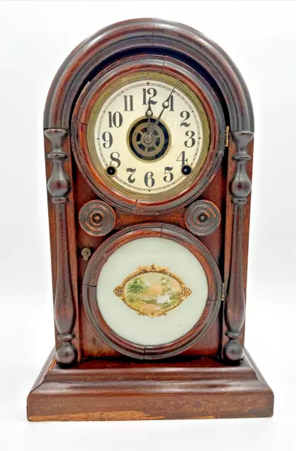 E. Ingraham Shelf Clock 1860s Rosewood Venetian