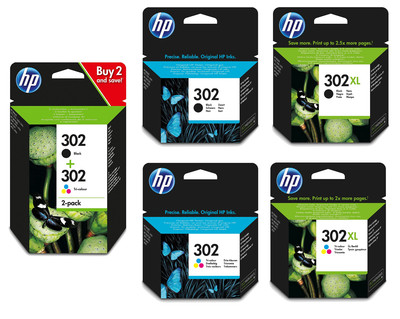 Original HP 302 / 302XL Black & Colour Ink Cartridges for ENVY 4527