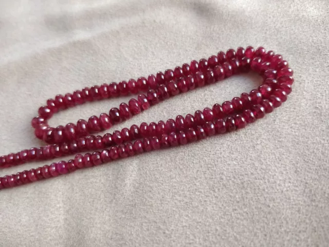 Non Scaldato Rubino Liscio Perline 4.50 MM Pietre 16 " Filo Originale Rosso