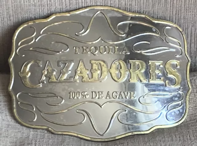 Cazadores 100% De Agave Tequila Advertising Belt Buckle Silver/Gold Metal