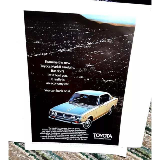 1970 Toyota Mark II Car Vintage Print Ad