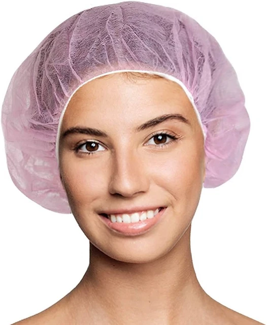Disposable PP Caps 21. Pack of 100 Pink Polypropylene Hair Caps. Head Covers;