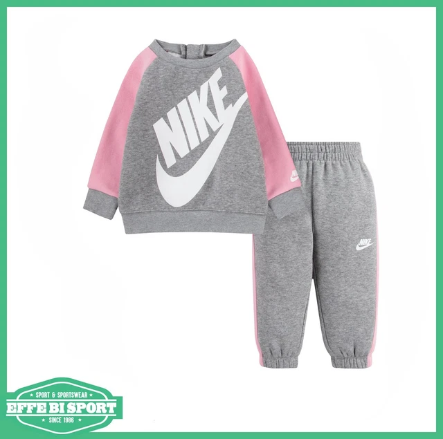 Tuta completa Nike bambina felpa girocollo pantalone con elastico set baby logo