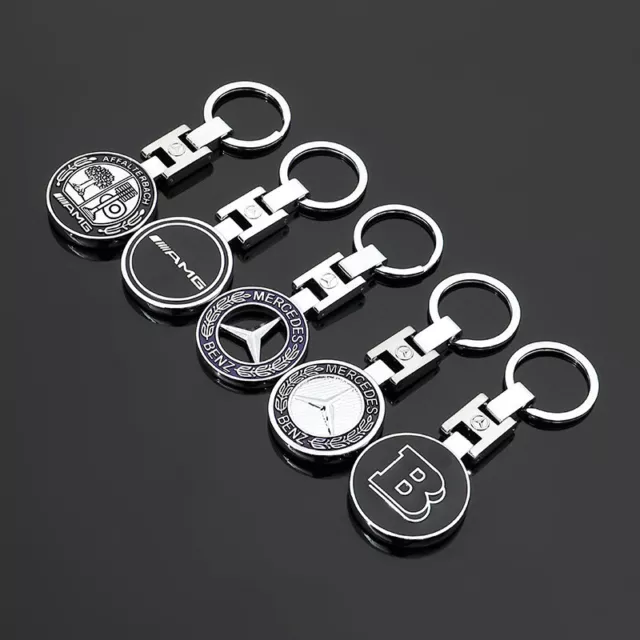 Mercedes Benz Car Keyring KeyChain Round Emblem Logo METAL Double Sided 4cm UK