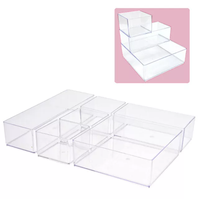 6er Set Schubladen Organizer Box Fach Einteiler Küche Kosmetik Kunststoff Acryl