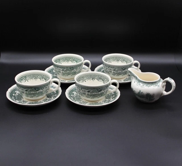 Villeroy & Boch V&B Burgenland Grün - Teetasse und Untertasse mit Milchkännchen