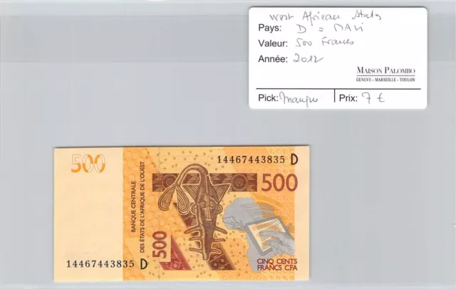 Billete Estados De ÁFRICA De OESTE - Mali - 500 Francos-2012