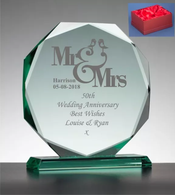 Personalised Engraved Cut Glass Wedding Gift, Mr & Mrs Bride and Groom Gifts