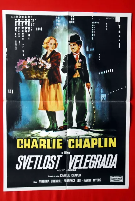 City Lights Charles Chaplin 1960’S Virginia Cherrilll Rare Exyu Movie Poster