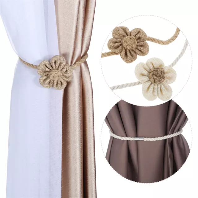 2pcs Magnetic Curtain Tiebacks Sunflower Pattern Buckle Window Curtain Holdbacks