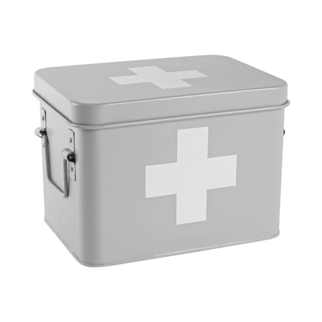 Weinlese-Metall Erste-Hilfe-Box Küche Badezimmer Medizin-Speicher 23cm Grau