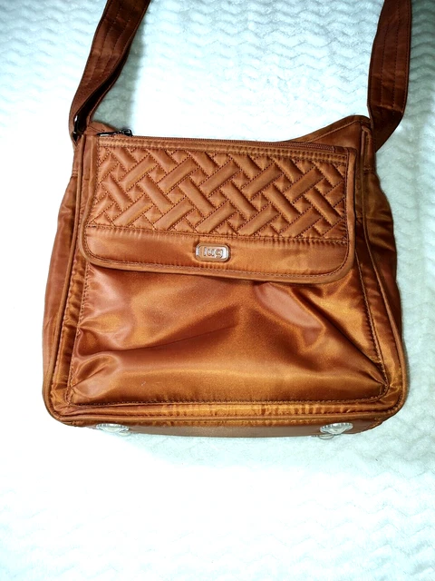 LUG Brown/Bronze Hopscotch RFID Protected Crossbody Bag Zip Top & Pockets 3