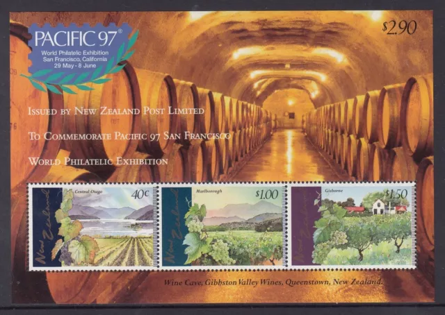 New Zealand Mini Sheet MUH 1997 Wine Cave Commemorating Pacific '97 Expo