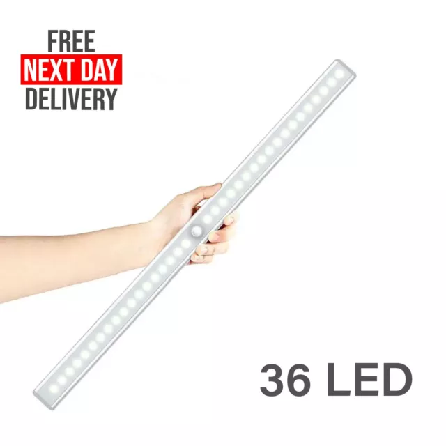 LED PIR Motion Sensor Light Strip Wireless USB Rechargeable Cabinet Closet Lamp